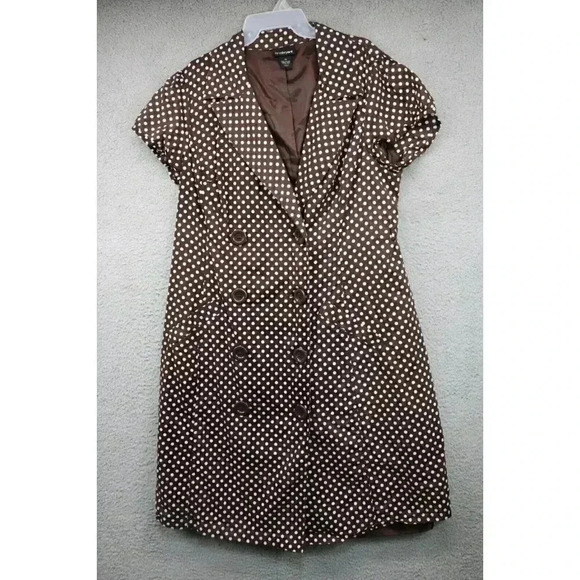 Lane Bryant A-Line Dress-Brown w/White Polka Dot-Size 18-Cap Sleeves - Picture 1 of 7